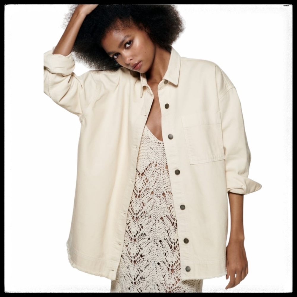 Zara Cream Button-Up Jacket